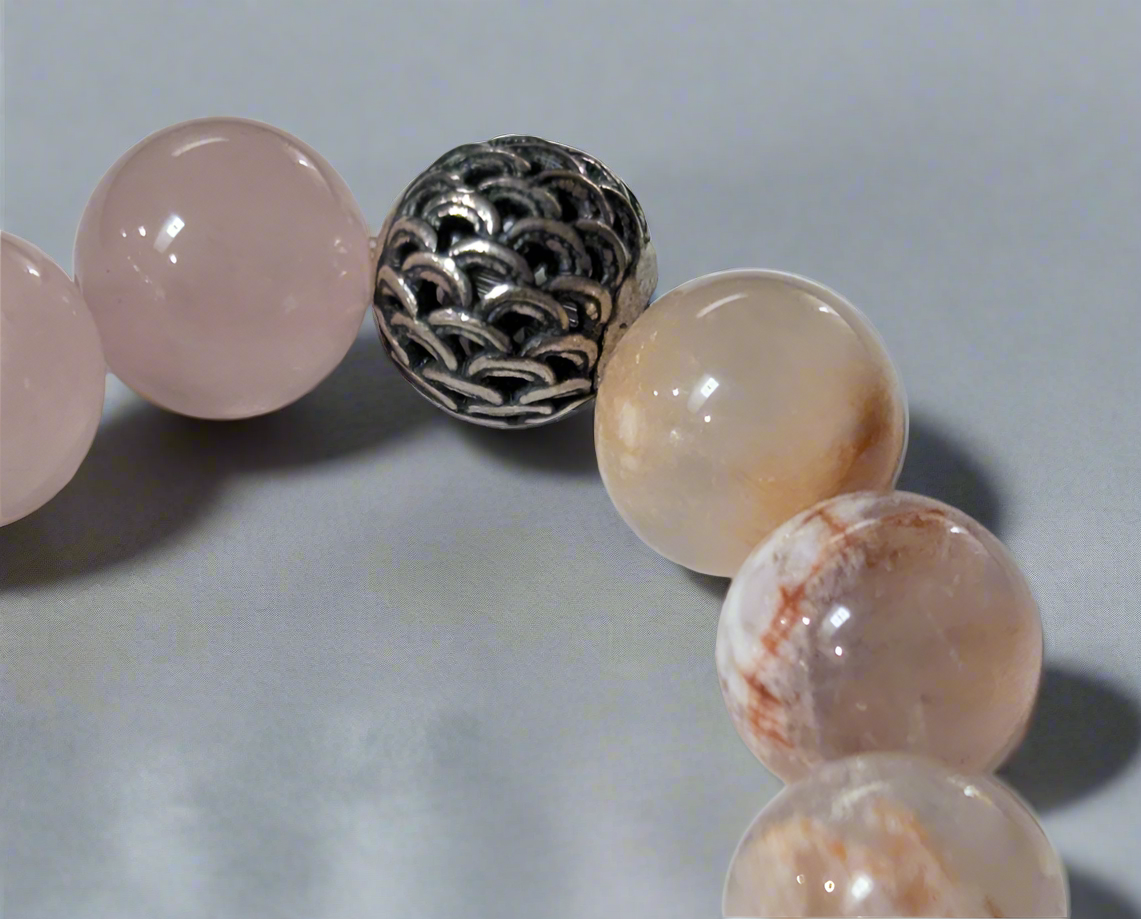 Snow phantom and rose quartz with s925 accents
